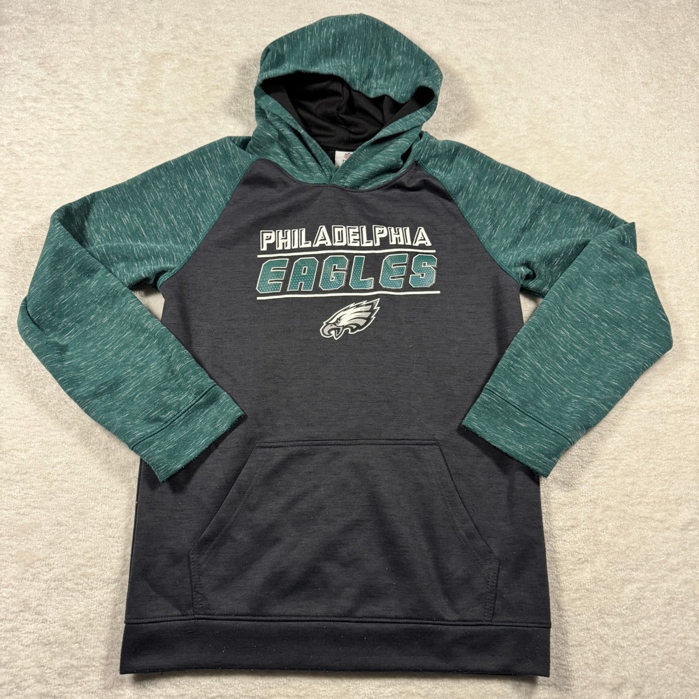 Youth‎ Philadelphia Eagles NFL Raglan Hoodie Dark Gray Green XL 18/20